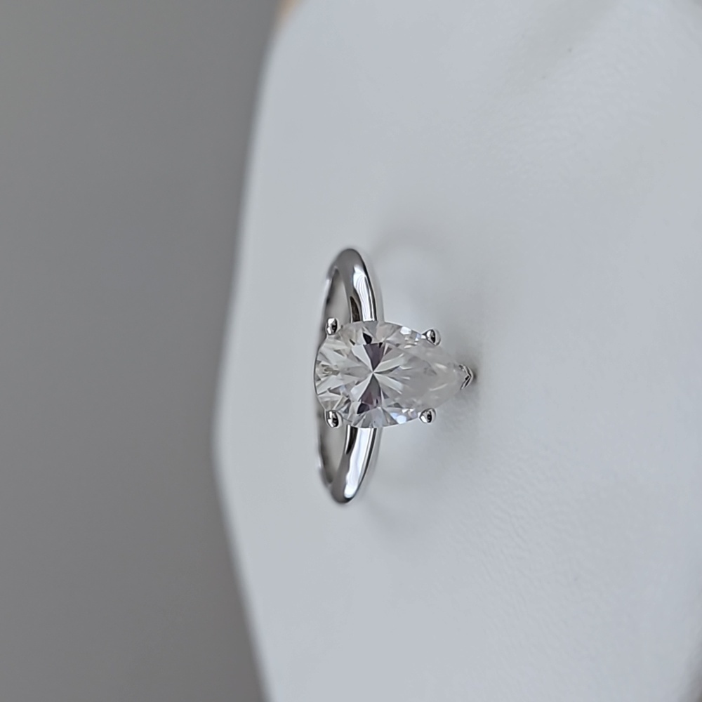 2ct Pear Moissanite Solitaire Ring - image 1